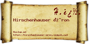 Hirschenhauser Áron névjegykártya